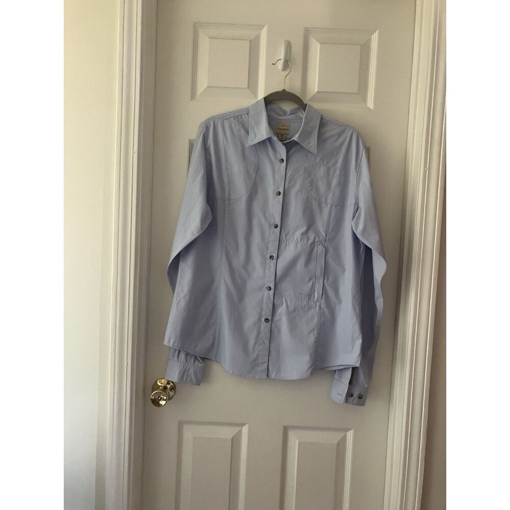 Filson Shirt Womens XL Button Up Long Sleeve Outdoor Hunting Hiking Cotton Blue